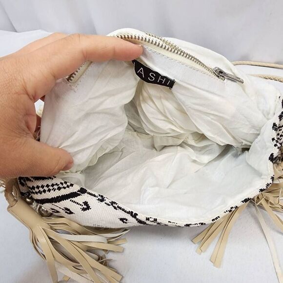 SHASHI Alexa Clutch Multi Beaded Fringe Charm Boho Crossbody Bag - Picture 10 of 12